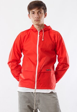 VINTAGE PETER STORM RAINCOAT WINDBREAKER 90S RED