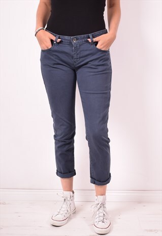 MOSCHINO WOMENS VINTAGE TROUSERS W32 L28 BLUE 90S