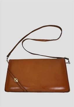 70's Brown Leather Vintage Shoulder Ladies Bag Clutch 