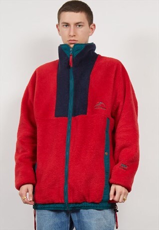 VINTAGE 90'S HELLY HANSEN RED FLEECE JACKET