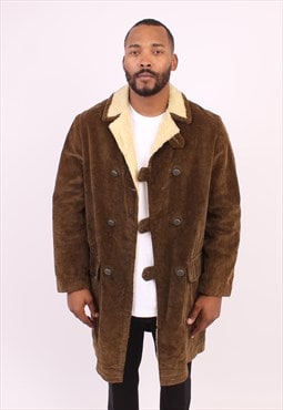 Men's Vintage Shanhouse corduroy brown sherpa duffle jacket 