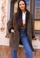 Long Shearling Coat in a Grey Brown Colour