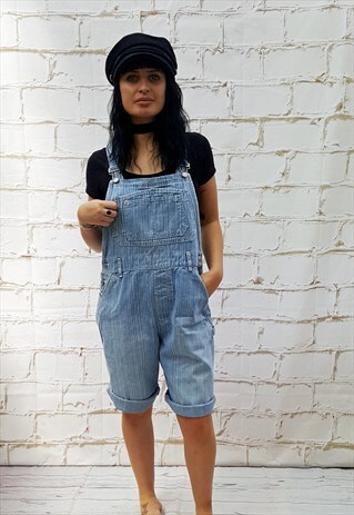 VINTAGE BLUE DENIM SHORT DUNGAREES