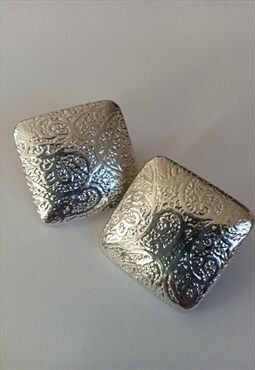Silver 80's pierced geometric earrings