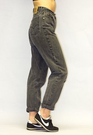 VINTAGE 80'S HIGH WAIST BLACK WASH MOM JEANS