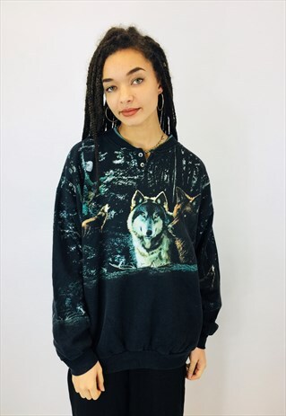 VINTAGE WOLF PRINTED SWEATSHIRT