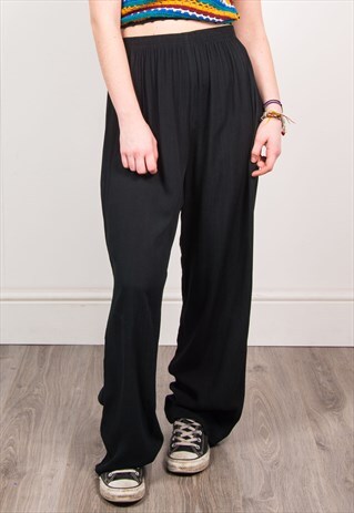 VINTAGE 90'S BLACK HIGH WAIST LOOSE LEG TROUSERS