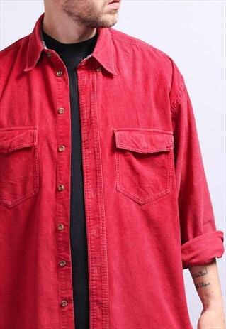 VINTAGE CORDUROY CORD SHIRT RED
