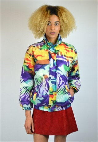 VINTAGE 90'S ABSTRACT PRINT BOMBER JACKET