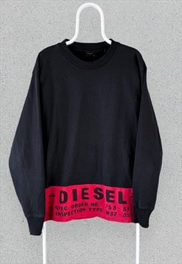 Vintage Diesel Black Sweatshirt Red Spell Out Mens Large