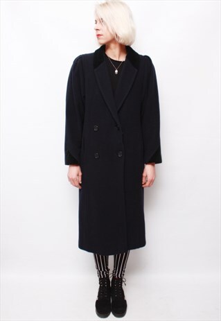 VINTAGE 80' AMAZING NAVY BLUE LONG CLASSIC WINTER COAT