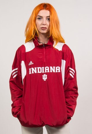 ADIDAS INDIANA HOOSIERS QUARTER ZIP TRACKSUIT JACKET