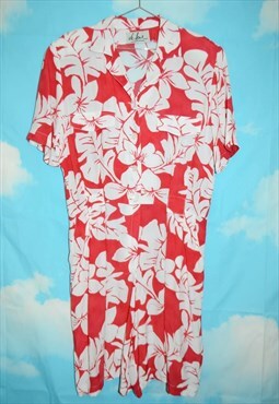 Vintage 80's Hawaiian Print Button Up Summer Playsuit