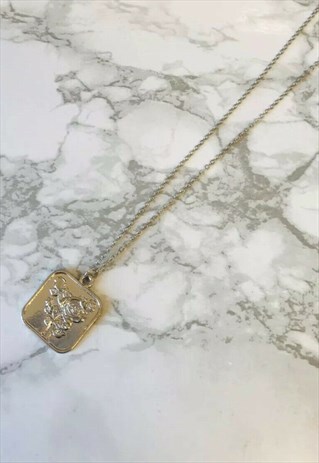 SILVER SQUARE ROSE PENDANT NECKLACE