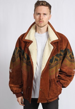 VINTAGE AZTEC FESTIVAL FLEECE LINED JACKET
