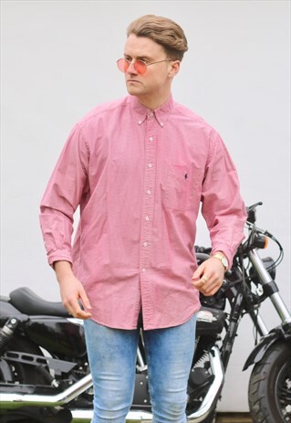RALPH LAUREN BIG SHIRT USA CERISE RED GINGHAM SHIRT