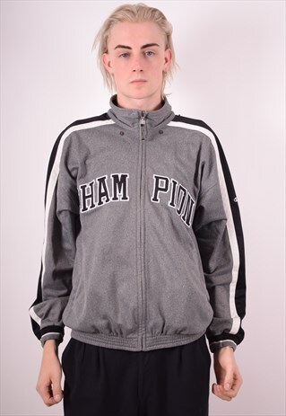 CHAMPION MENS VINTAGE TRACKSUIT TOP JACKET LARGE GREY 90S