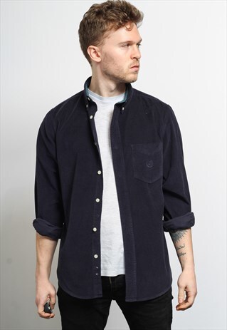 VINTAGE RALPH LAUREN CHAPS CORDUROY CORD SHIRT BLUE