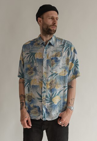 VINTAGE 80S HAWAII SHIRT PALM PATTERN