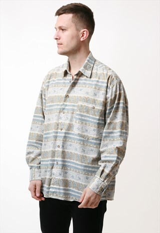 90S BLUE PALACE ABSTRACT COTTON SHIRT 17254