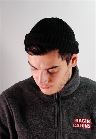 BLACK DOCKER TRAWLER BEANIE HAT