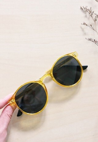 SHALEX YELLOW ROUND SUNGLASSES