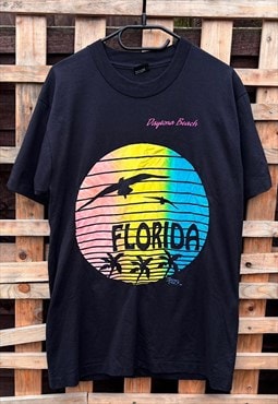 Vintage Daytona Florida black tourist T-shirt large 