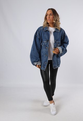 DENIM JACKET OVERSIZED FITTED VINTAGE UK 20 - 22 (34B)