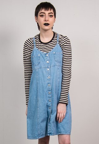 VINTAGE 90'S STRAPPY BLUE DENIM DRESS
