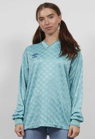 VINTAGE 80'S UMBRO TURQUOISE CHECKERBOARD SWEATSHIRT