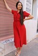 Red Long Shirt Dress