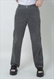 VINTAGE REGULAR WAIST LEAVES PRINTED DENIM JEANS IN GREY L