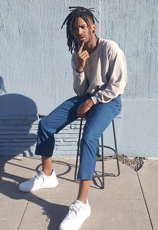 90S MINIMALIST TEAL GLEN PLAID FLAT FRONT CROPPED TROUSERS
