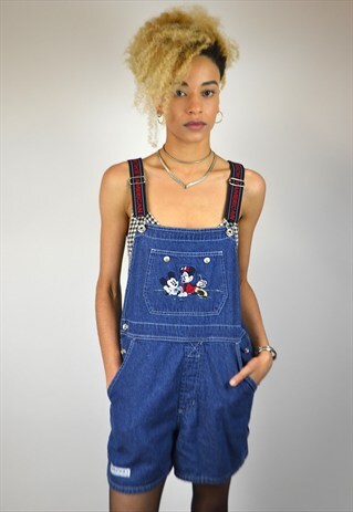 VINTAGE 90'S DISNEY 'MICKEY MOUSE' DUNGAREE SHORTS
