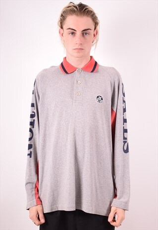 NORTH SAILS MENS VINTAGE POLO SHIRT LONG SLEEVE MEDIUM 90S