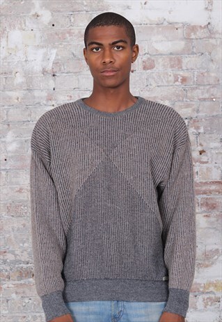 VINTAGE SERGIO TACCHINI KNITTED JUMPER GREY