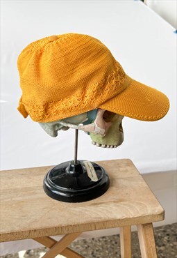 Vintage 90s Summer Yellow Crochet Cap XS/S