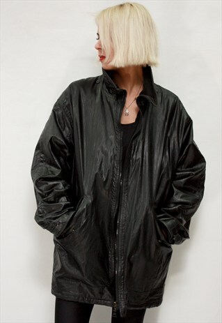 VINTAGE 90' CLASSIC UNISEX AMAZING BLACK VINYL JACKET