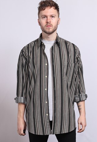 VINTAGE CORDUROY CORD STRIPED SHIRT