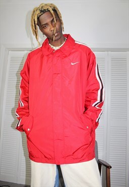 Vintage 90s Red Nike Cotton Line Jacket in XXL
