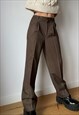 Vintage Coffee Brown Cotton Suit Trousers