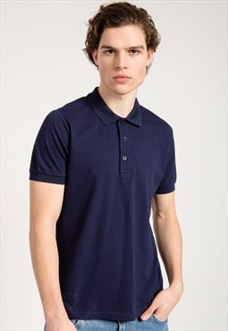 Polo Collared T-shirt in Navy Blue