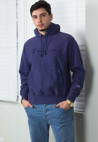 VINTAGE CHAMPION HOODIE REVERSE WEAVE BIG LOGO 90S M 28