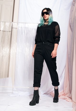 VINTAGE JEANS 90S GRUNGE BLACK BOYFRIEND TROUSERS