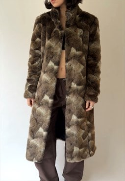 Vintage Brown Faux Fur Coat