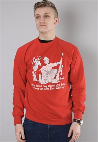 VINTAGE HUNTING USA PRINT SWEATSHIRT LARGE