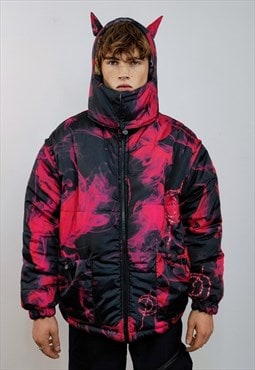 Smoke bomber reversible jacket detachable grunge puffer