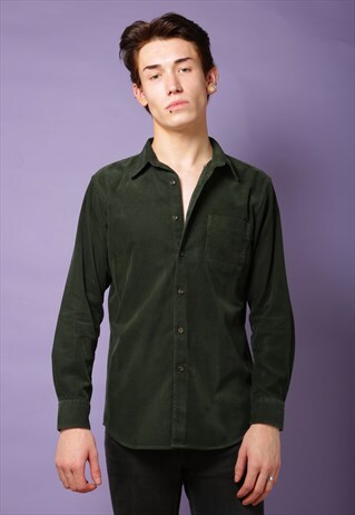 90S GREEN CORDUROY SHIRT