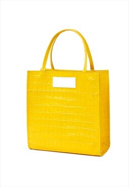 Small Yellow Leather Tote Bag Crossbody