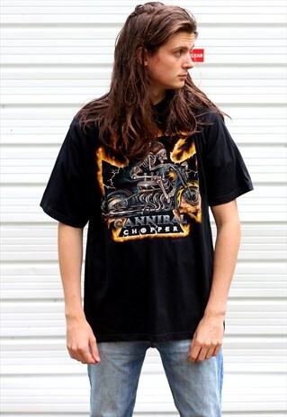 1990'S VINTAGE BLACK GRAPHIC CANNIBAL CORPSE PRINT T-SHIRT